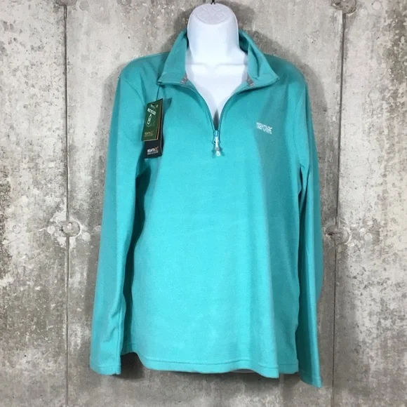 Regatta Womens Micro Fleece Size 12 Lightweight Pullover Turquoise 1/4 Zip Gorp - Picture 6 of 15